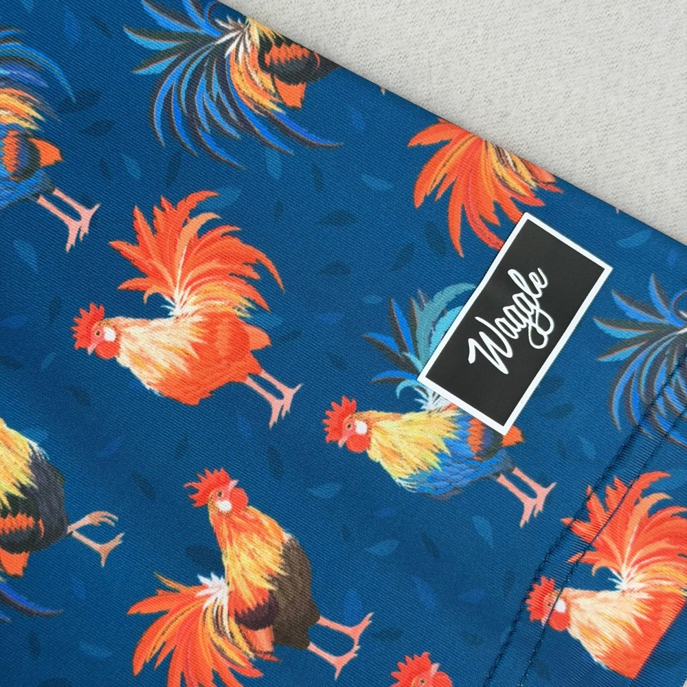 Waggle Maui Golf Polo Shirt Mens‎ 2XL Blue Rooster Print Performance - Picture 4 of 10